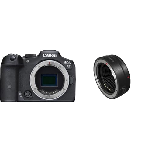 Canon EOS R7 Appareil Photo Hybride Enregistrement vidéo 4K30p jusqu'à 15 IPS WLAN système de Mise au Point Dual Pixel CMOS AF II à Apprentissage en Profondeur & Bague d'adaptation EF