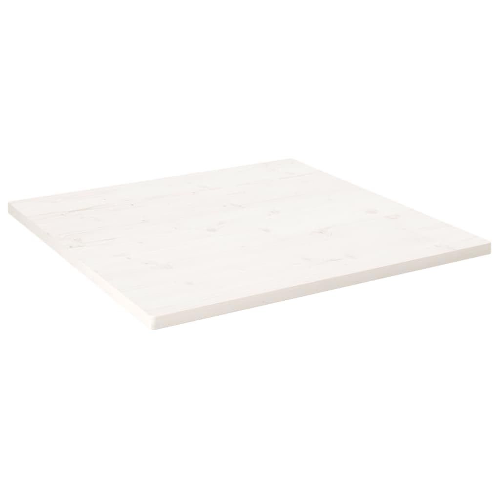 vidaXL Dessus de Table, Plateau Carré de Bureau, Dessus de Table de Remplacement Maison Restaurant, Blanc 70x70x2,5 cm Bois de Pin Massif Carré