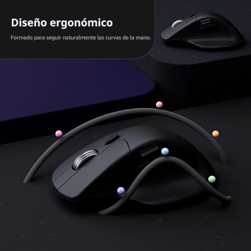 Ratón inalámbrico Bluetooth Keychron M6 negro de 8000 Hz y sensor PixArt 3950 programable 6