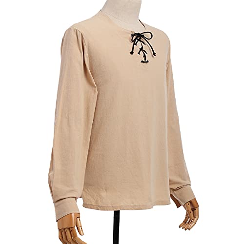 Miniatura 2 de Cosdreamer Disfraz Medieval De Halloween Para Hombre Con Camisa Pirata De Vampiro Renacentista, Beige, Xl