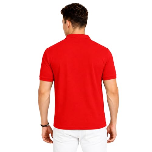 Image of Men's Plain Polo T-Shirt | Cotton Blend Regular Fit Casual Collar T-Shirt