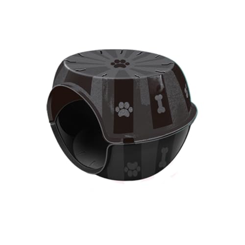 Toca para Gatos Furacão Pet Paris, Casa Redonda com Design de Patas e Ossos, Disponível em Preto, Ro