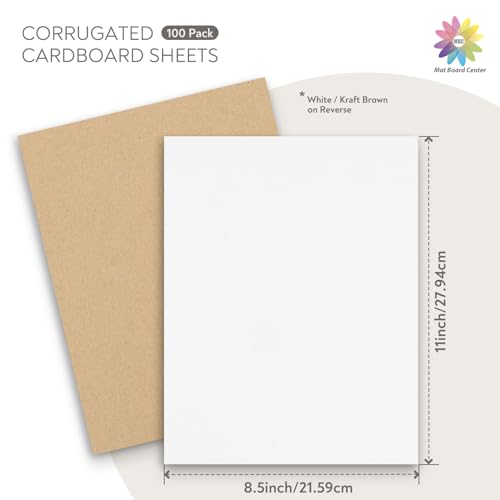 Image of Mat Board Center, 100 Pack 8.5x11 Inch Corrugated Cardboard Sheets