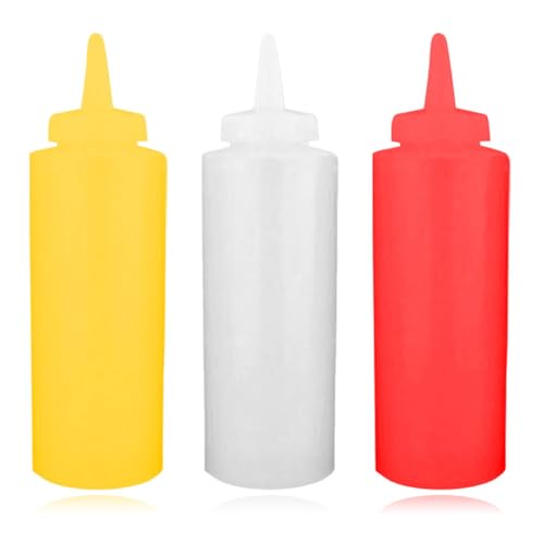 Garneck 3pcs Sauce Dispenser Salad Sauce Bottle Food Squeeze Bottle Kitchen Squeeze Bottles Screw on Spout Bottle Condiment Holder Squeeze Dispenser for Kitchen Plastic re-usable