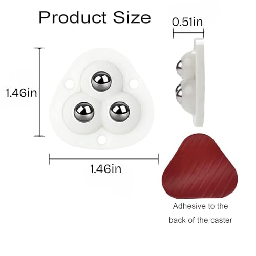 Image of Self-Adhesive Mini Caster Wheels for Furniture - 360 Swivel Sticky Wheels for Kitchen Appliances, Trash Cans, Storage Bins, Heavy-Duty Stainless Steel, Universal Fit (8 Pcs)