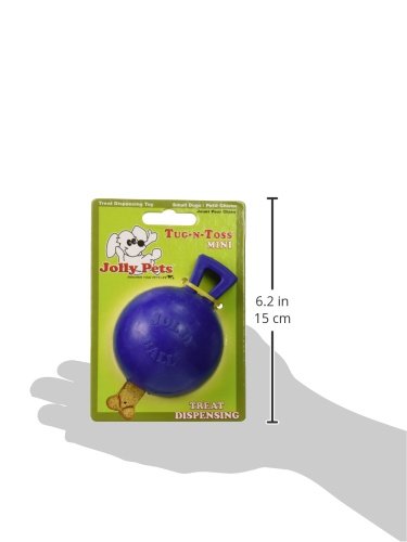 Jolly Pets Tug-N-Toss Heavy Duty Dog Toy Ball With Handle, 3 Inches/Mini, Blue, Model:403 Bl #TOP1