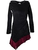 Bequem für Herbst und Winter Vishes - Alternative Bekleidung - Asymmetrisches Elfenkleid mit Zipfelkapuze aus Samt schwarz 38
