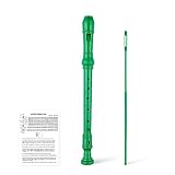 YONTY 8-Hole Soprano Descant Recorder Baroque Style Kids Music Flute with Cleaning Rod & Case Bag for School Student Home Entertainment - Green