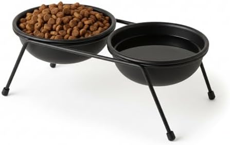 Comedouro Elevado Duplo Inox Cães Gatos Pequenos Suporte Metálico...