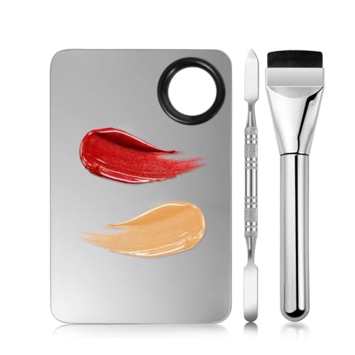 OUDQFCJ Paleta de Mezclas Maquillaje Profesional, Correctores, Paleta Herramienta de Acrílico Transparente con Espátula y Cepillo, Para Base de Maquillaje, Sombras de Ojos y Arte de Uñas