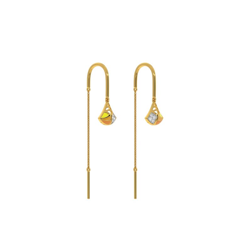 Image of Kisna 18 KT Freesia Yellow Gold Natural Diamond Earrings For Women