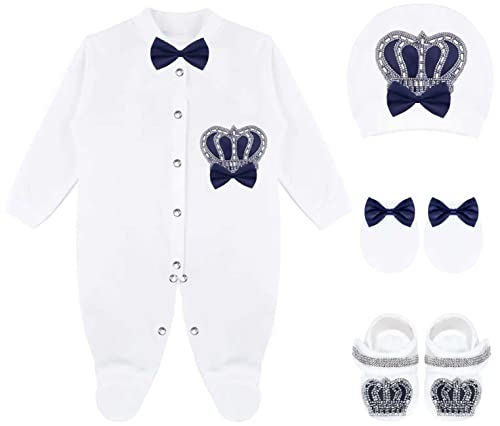 Image of Lilax Baby Boy Newborn Crown Jewels Layette 4 Piece Gift Set