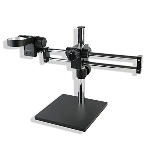 顕微鏡キット 双眼三眼ステレオズーム顕微鏡用ヘビータイプダブルアームブームスタンドクリップブラケット+調整可能な76mmギアホルダー 顕微鏡レンズアダプター