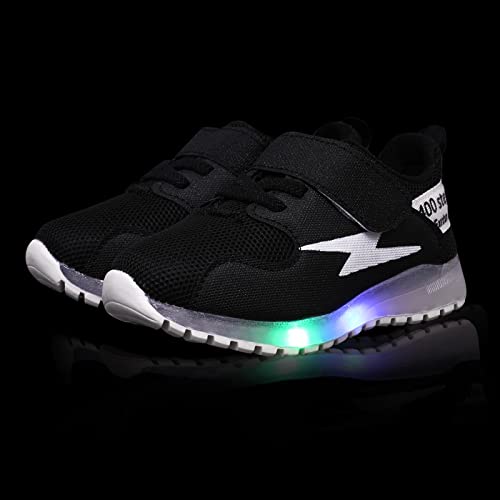 Patpat Toddler Shoes Kid Shoes With Led Light Up Shoes Shiny Toddler Sneakers Girl Shoes Light Up Shoes For Girls Boys For Christmas Birthday Children Show Gift 9-Black #TOP4