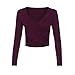 Produktbild TUDUZ Damen Oberteile Elegant Sexy V-Ausschnitt Langarm Cross Wrap Slim Fit Casual Crop Tops Bluse Basic Shirt (Wein, L)