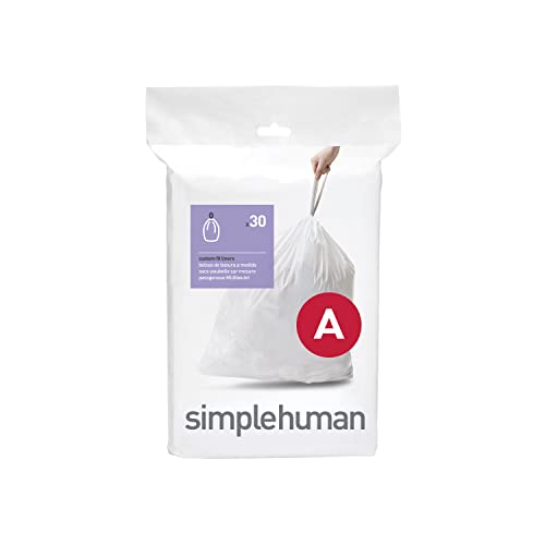 Image of simplehuman Code A Custom Fit Drawstring Trash Bags in Dispenser Packs, 30 Count, 4.5 Liter / 1.2 Gallon, White