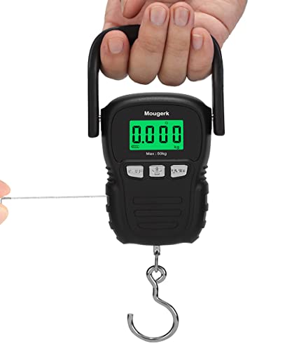 Mougerk 110Lb 50Kg Portable Digital Hanging Luggage Weight Scale Postal Scales Fish Scale With Measuring Tape, 2 Aaa Batteries (Not Included) (Black) #TOP30