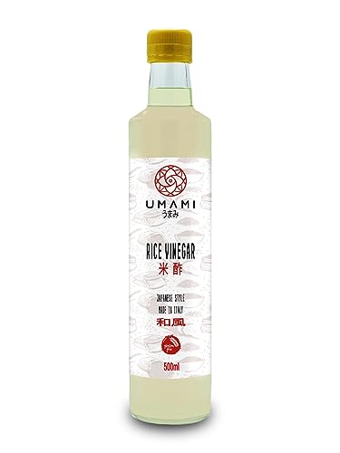 Umami Japanischer Reisessig 500ml - Hergestellt in Italien nach Japanischem Rezept - Italienischer Reis - Natürlicher Geschmack - 5% Säuregehalt - Ohne GVO - Ideale Würze für Asiatische Gerichte