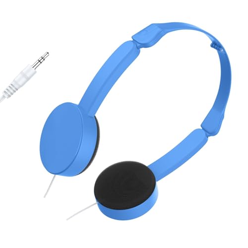Hattba Cuffie sovrauricolari per bambini con ingresso uditivo da 3,5 mm, imbottitura morbida, pieghevoli, leggere, facili da riporre