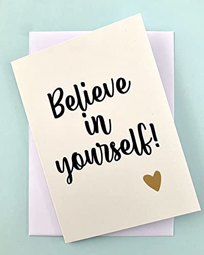 rockthemod Believe in Yourself - 5 Pack Blank A6 Folded Greeting Card Same Design Full Colour Positivity Positive Themed Motivational Be Happy Thank You