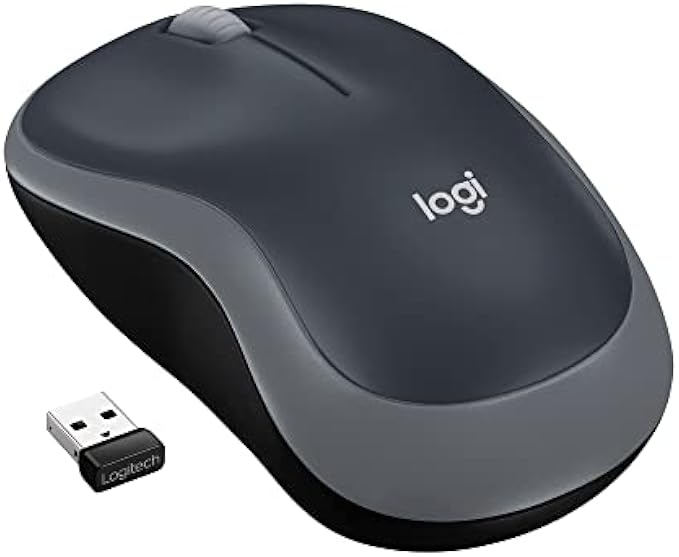 Logitech M185 Wireless Mouse, 2.4GHz with USB Mini Receiver, 12-Month Battery Life, 1000 DPI Optical Tracking, Ambidextrous PC/Mac/Laptop - Swift Gray