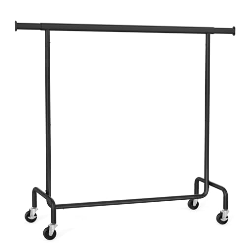 Miniatura 9 de Songmics Burro Ropa Con Ruedas, Perchero Burro Extensible Con Carga Pesada, Capacidad De Carga De 130 Kg, 45 X 110-150 X 162,9 Cm, Fácil De Montar, Portátil, Negro Mate Hsr011b01