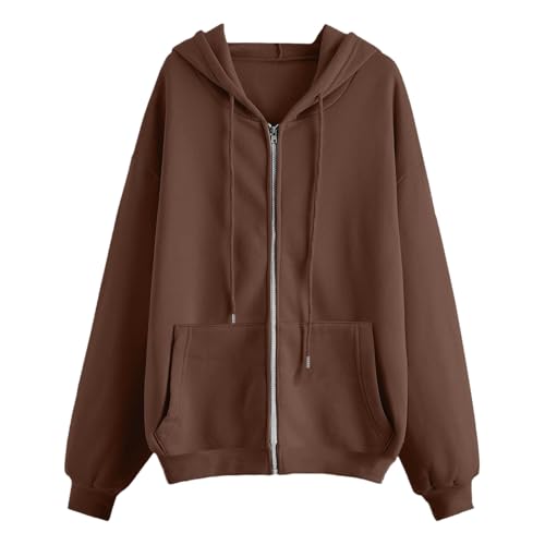 Zip Up Hoodie Women Oversized Fall Fashion Long Sleeve Hooded Sweatshirts Casual Y2K Jacket 2025 Winter Clothes2