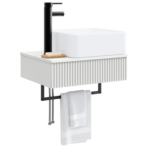 vidaXL Lavabo de Lavado Montado en la Pared Blanco 50 x 41 x 39 cm, Baño Moderno, Lavabo Flotante, Mueble Pared, diseño de Madera, Ahorra Espacio, Estilo Nuevo