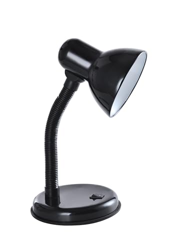 Classic Desk Lamp with a Versatile Flexible Neck, and Integral On/Off Switch, Mains UK Plug, Height 31cm, Ideal for Offices, Desks, and Bedside Lamps – [Energy Class A] (Black)