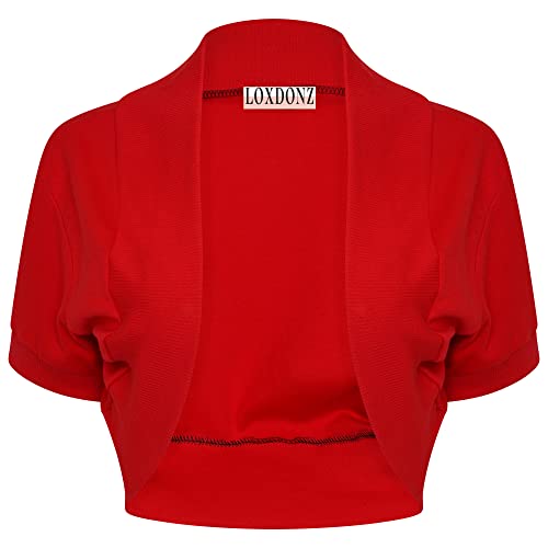 Image of Loxdonz Girl's Short Sleeve Shrug Childrens Kids Cotton Cardigan Bolero Shrug Jacket