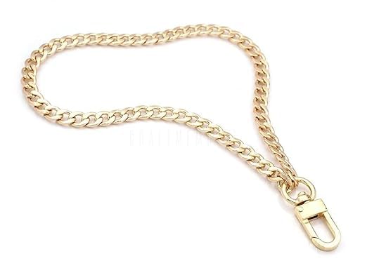 IMMIJWELL 8 Inches Wrist Strap Flat Metal Chain Wrist Handle Handbag Replacement Wallet Clutch Mini Pochette Accessories (8" INCH Gold)-picture-52