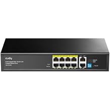Cudy 8 Port Gigabit PoE Switch, 120 Watts PoE Budget, 8 10/100/1000Mbps PoE+ Ports, 2 Gigabit Uplink Ports , 802.3at, 802.3af, 1/2 +, 3/6 -, Fanless, Plug and Play, GS1010PE