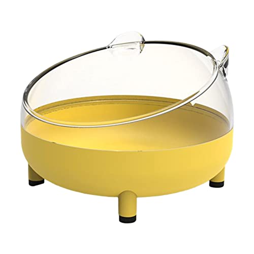 2セット小動物用バスハウス ケージトイレ 透明シャワールーム ハムスター用砂場ボックス イエロー, 黄色, 16.5CM