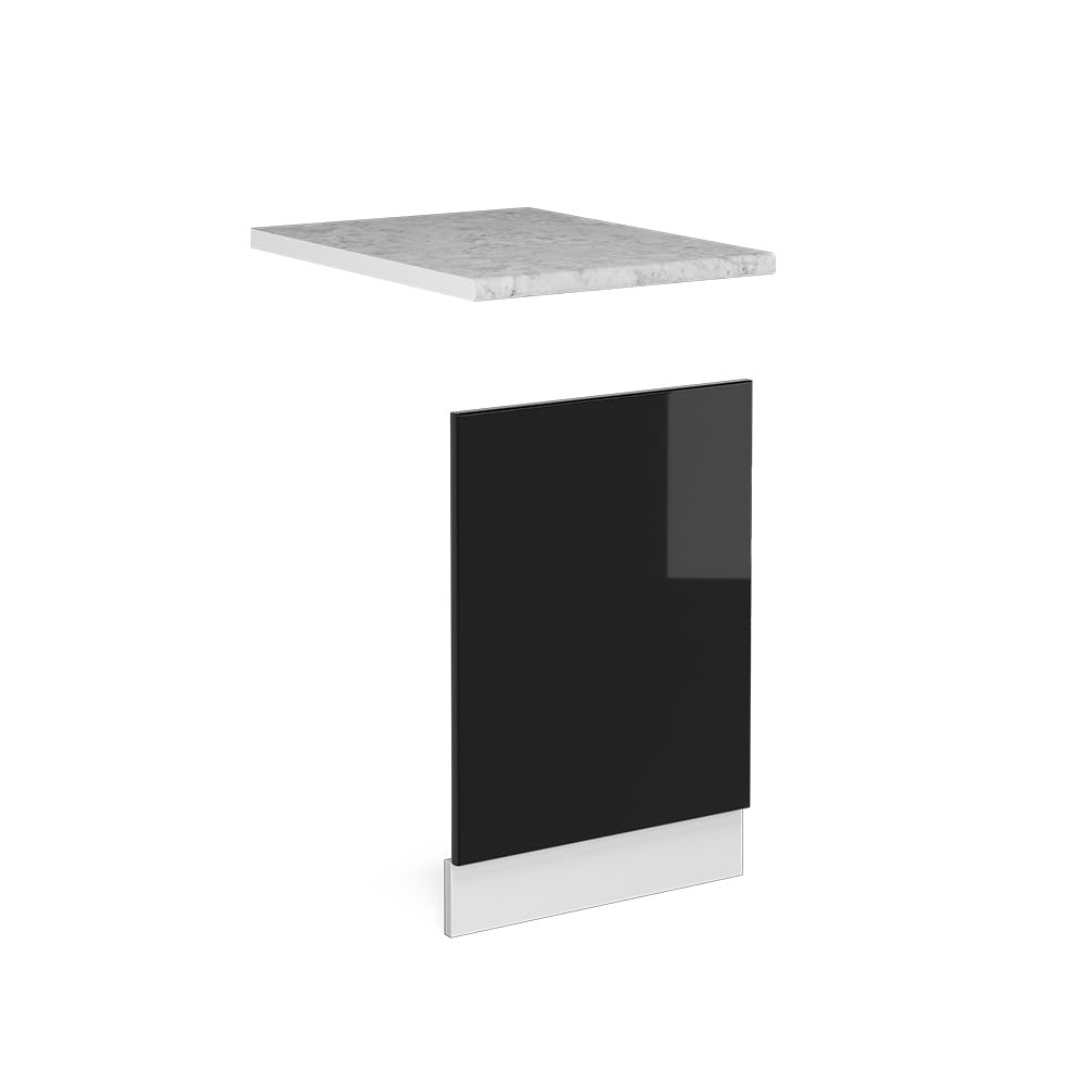 Vicco Front panel Raul, Black high gloss/White, 45 cm WT Marble, for flexible combination within modular kitchen systems