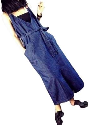 Amazon スカート サロペット オーバーオール フロントスリット マキシ丈 デニム ウエストベルト付き レディース オールインワン リボン スリット 並行輸入品 オールインワン 通販