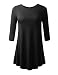 BILY Women's Round Neck 3/4 Sleeve Tunic Black Large