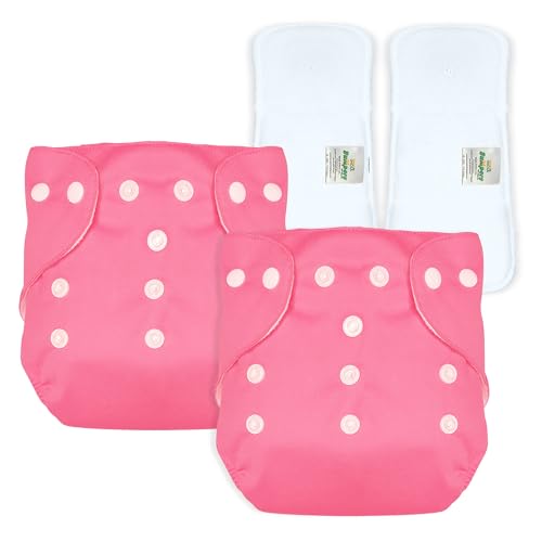Image of Bumpers Baby Reusable Cloth Diaper with Insert Pad | Leak-Proof, Super Absorbent & Ultra Soft | Adjustable & Washable Cloth Diaper | Prevent Rashes | Freesize 5-17Kg | (3M-3Y), Pack of 2, Pink