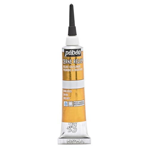 Pebeo - Tubo di Pasta Vitrail con Effetto Piombo a Rilievo, per vetrate policrome, 20 ml, Colore: Oro King Gold