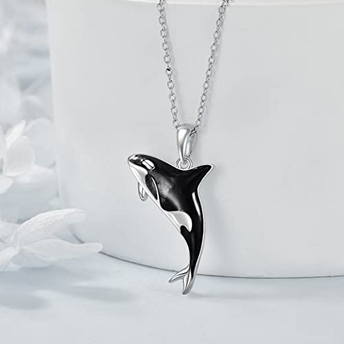 CRMAD Orca Killer Whale Necklace for Women Sterling Silver Orca Whale Gifts4