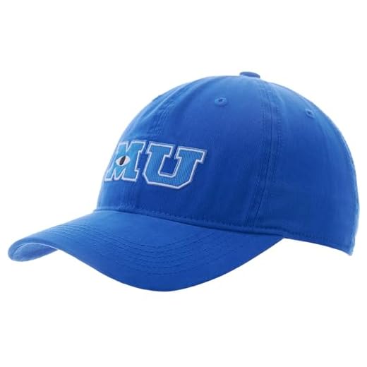 Disney Pixar Monsters University MU Cotton Adjustable Hook and Loop Baseball Hat with Curved Brim, Navy Blue, One Size