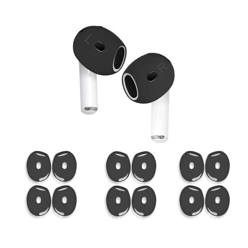 6 Pairs Ear Cover for AirPods 4,Anti Slip Ear Skin Tips Accessories Sport Ultra Thin Slim Soft Silicone Ear Tips Earbuds Gel Cover Compatible with AirPods 4th Generation Black