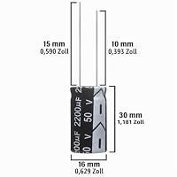 ALLECIN Kondensatoren 2200uF 50V Elkos Kondensator 2200µF 50Volt Aluminium Elektrolytkondensator 16x30MM Electrolytic Capacitors 2200 uF MFD 105°C (Packung mit 10 Stück) – Ansicht 2