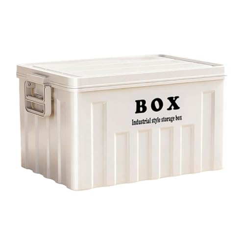 KiBcsLic Caja de Almacenamiento con Tapa Contenedor Grande Organizador para Ropa Libros Juguetes Aperitivos Material PP Adecuado para Campamentos Mudanzas, Blanco, Individual