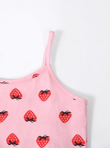 Image of Girls' 2 Piece Outfits Summer Sleeveless Cami Top and Casual Shorts Sets Pink 13-14Y