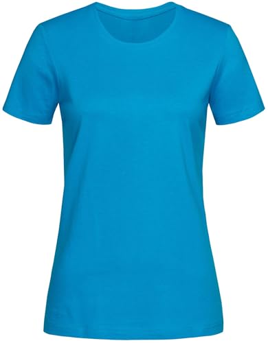 Image of COOZO Women's Regular Fit Crew Neck Soft Hand Feel Classic T-Shirt - Ocean Blue - 2XL