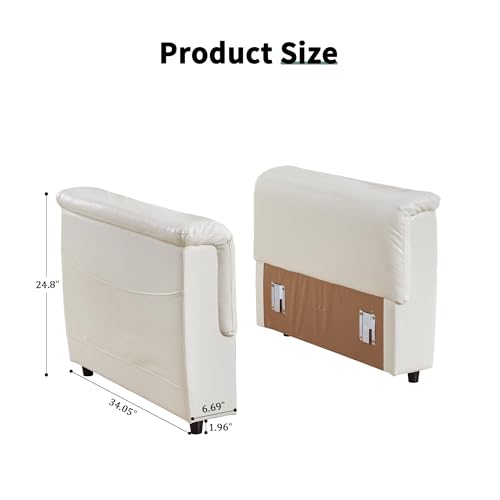 Image of RARZOE Modular Sectional Couch Armrests Module, Faux Leather Armrests Modular Sofa Side Part, Modular Sectional Sofa Module for Living Room Home Theater, Beige
