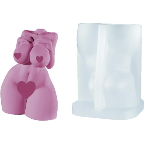 3D Female Naked Body Molds,1pcs Sexy Woman Torso Body Curvy Figure 3D Silicone Resin Mould,Candle Cake Candy Chocolate Soap DIY Making Molds,Gag Gift for Bachelor Party