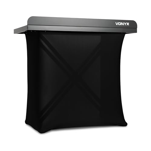 Vonyx DBE100 Table DJ Pliable 1m - Stand DJ Portable avec Housses Lycra et Housse de Transport - Support Mixage Mobile Stable pour Prestations et Événements