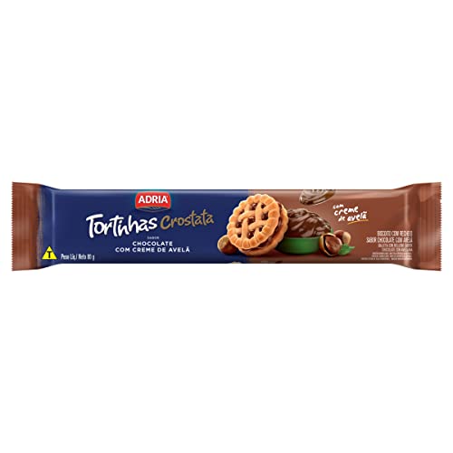 Biscoito Recheio Chocolate com Creme de Avelã Adria Tortinhas Crostata Pacote 80g