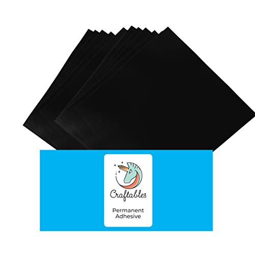 Craftables Matte Black Vinyl Sheets - Permanent, Adhesive, Matte & Waterproof | (10) 12
